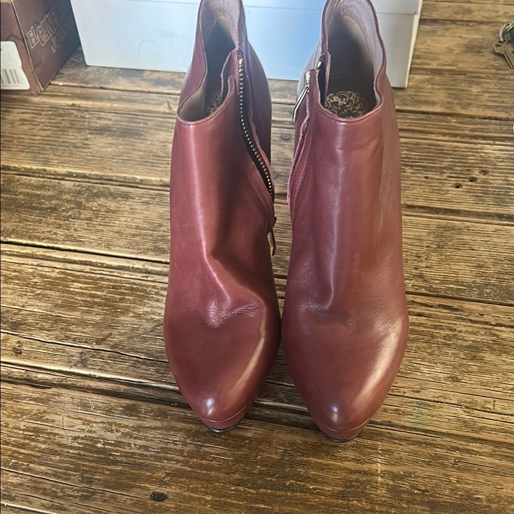 Elegant Burgundy Leather Ankle Boots